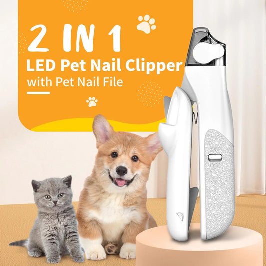 2 IN 1 Pet Nail Clipper, with LED Light for Pet with the light Nails,Precise Cat & Dog Nail Trimmer For Safe