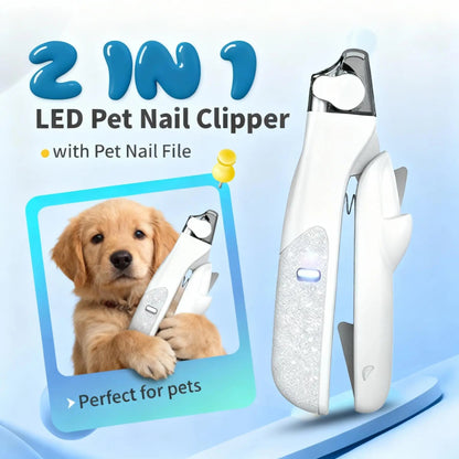 2 IN 1 Pet Nail Clipper, with LED Light for Pet with the light Nails,Precise Cat & Dog Nail Trimmer For Safe