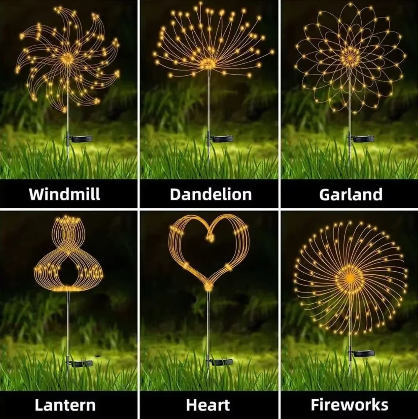 Outdoor LED Solar Firework Lights Garden Decoration Fairy Lights Waterproof Dandelion Lawn Lamp for Garden Landscape Lawn Decor