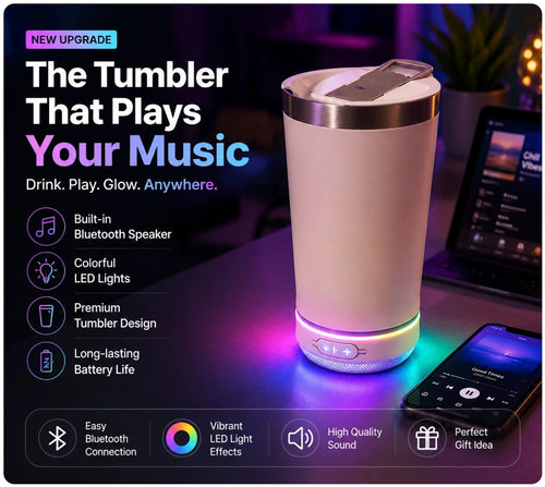 🔊 LED Bluetooth Speaker Tumbler – Smart Cup With Music & RGB Light