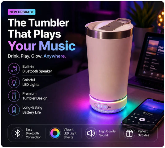 🔊 LED Bluetooth Speaker Tumbler – Smart Cup With Music & RGB Light