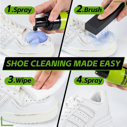 4-in-1 Premium Shoe Cleaning Kit | Foam Cleaner, Brush, Microfiber Towel & Stain Wipes for Sneakers, Leather, Canvas & Suede