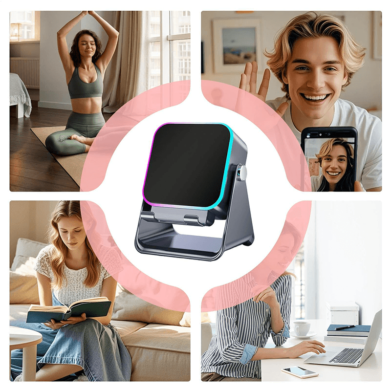 5-in-1 Smart Wireless Bluetooth Speaker – Auto Phone Playback, RGB Light, Adjustable Stand & Power Bank