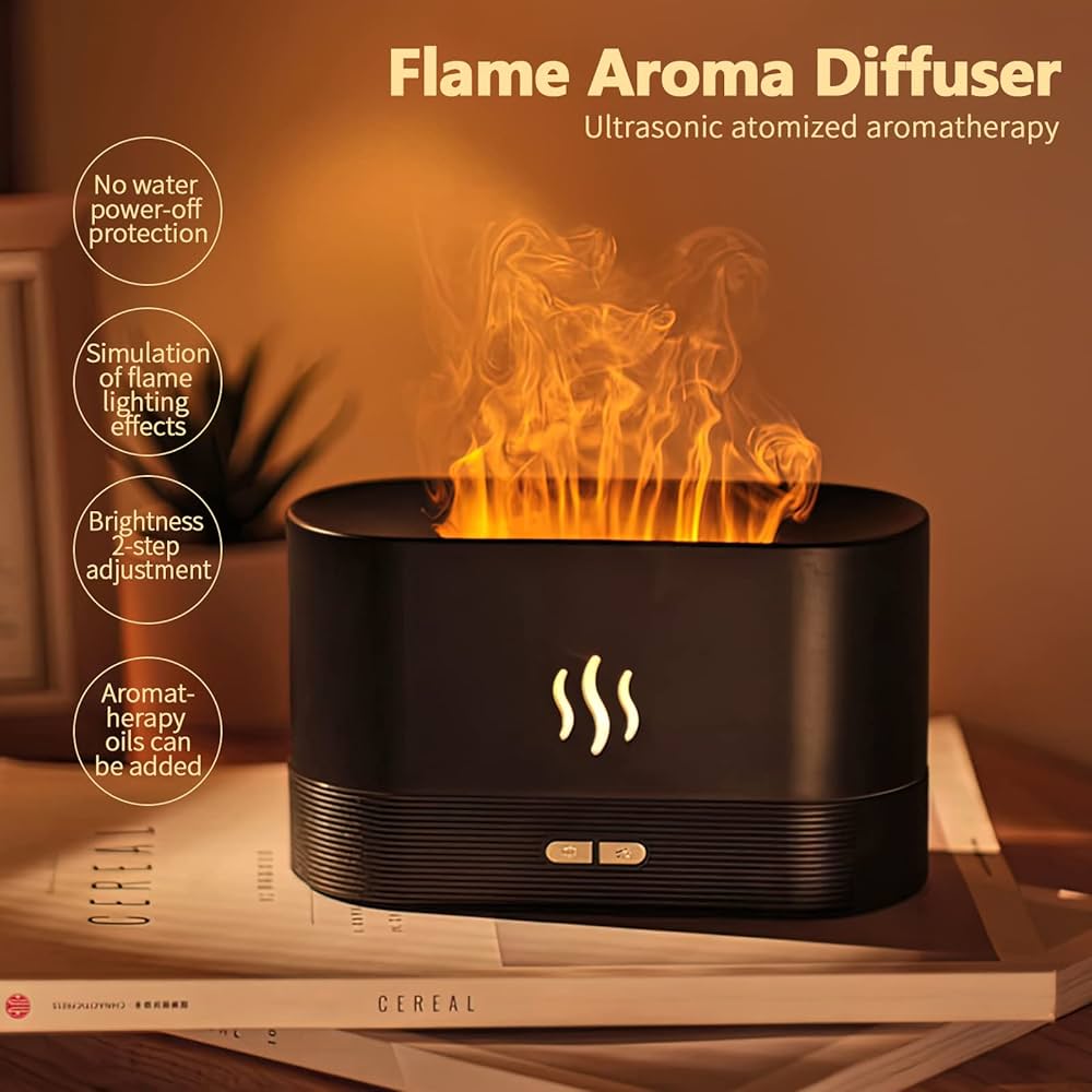 KINSCOTER Aroma Diffuser Air Humidifier Ultrasonic Cool Mist Maker Fogger Led Essential Oil Flame Lamp Difusor
