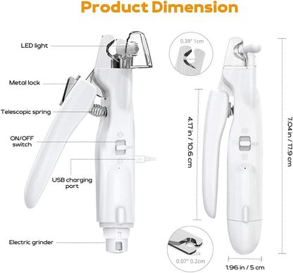 2 IN 1 Pet Nail Clipper, with LED Light for Pet with the light Nails,Precise Cat & Dog Nail Trimmer For Safe