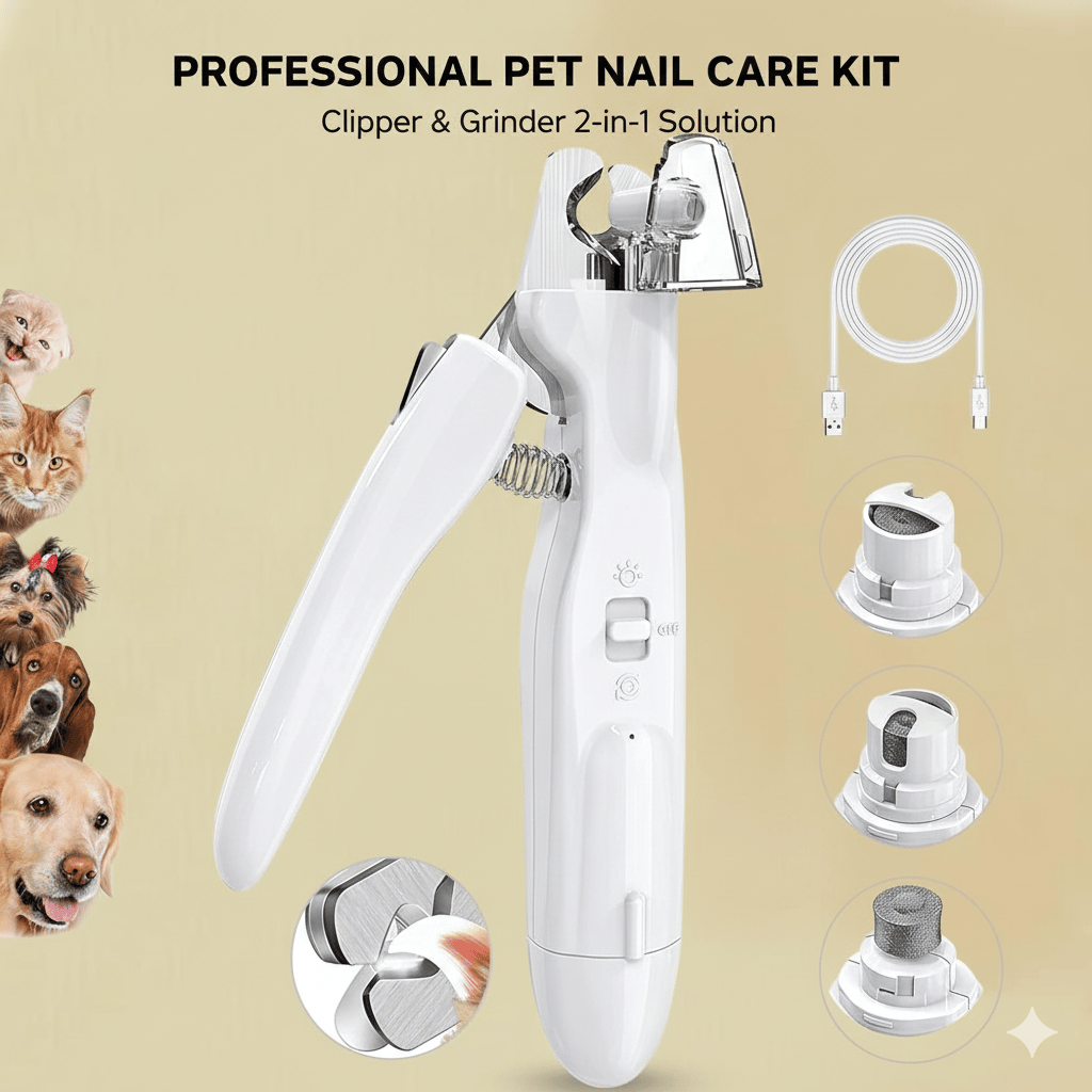 2 IN 1 Pet Nail Clipper, with LED Light for Pet with the light Nails,Precise Cat & Dog Nail Trimmer For Safe