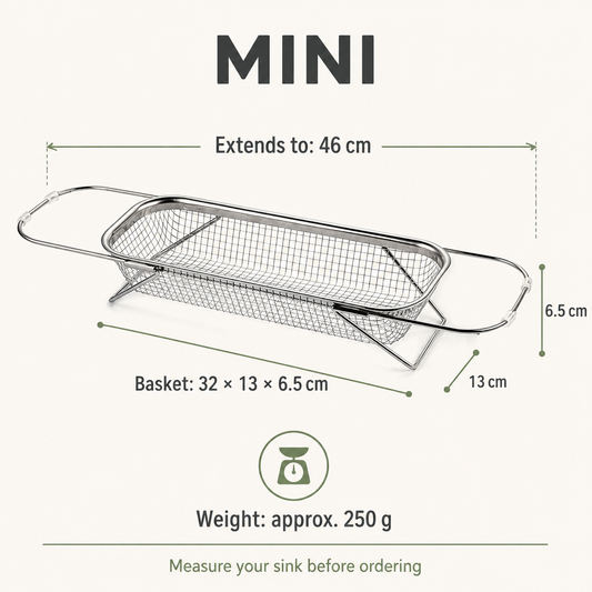 Stainless Steel Expandable Over-The-Sink Colander Strainer Basket