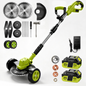 3-in-1 Cordless Lawn Mower with 2×21V Batteries, German Quality Lightweight Grass Trimmer & Edger for Small to Medium Gardens