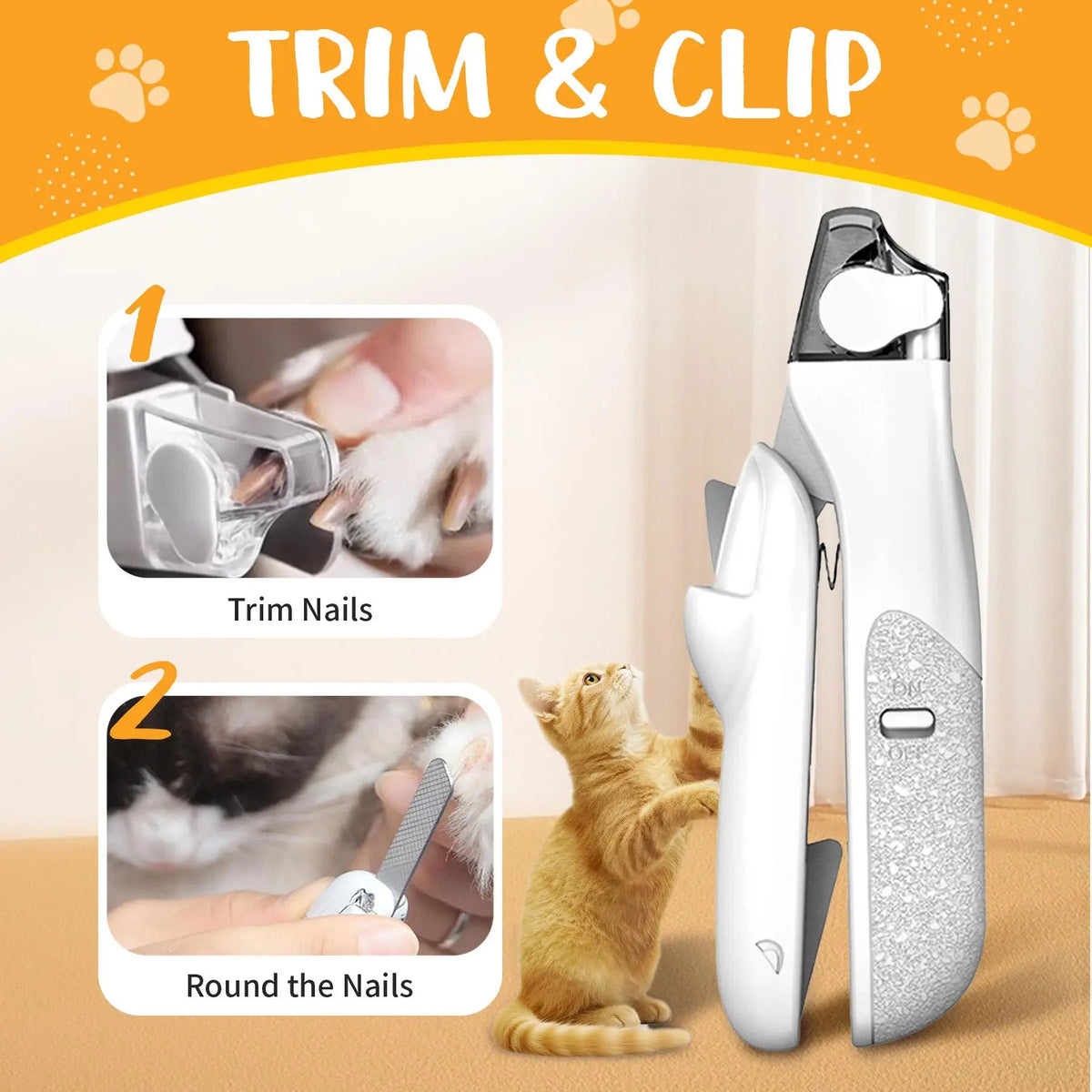 2 IN 1 Pet Nail Clipper, with LED Light for Pet with the light Nails,Precise Cat & Dog Nail Trimmer For Safe