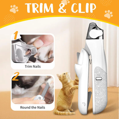 2 IN 1 Pet Nail Clipper, with LED Light for Pet with the light Nails,Precise Cat & Dog Nail Trimmer For Safe