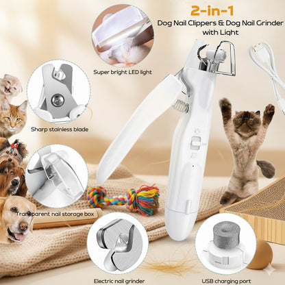 2 IN 1 Pet Nail Clipper, with LED Light for Pet with the light Nails,Precise Cat & Dog Nail Trimmer For Safe