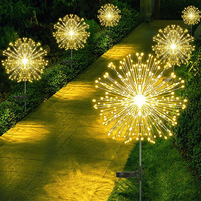 Outdoor LED Solar Firework Lights Garden Decoration Fairy Lights Waterproof Dandelion Lawn Lamp for Garden Landscape Lawn Decor